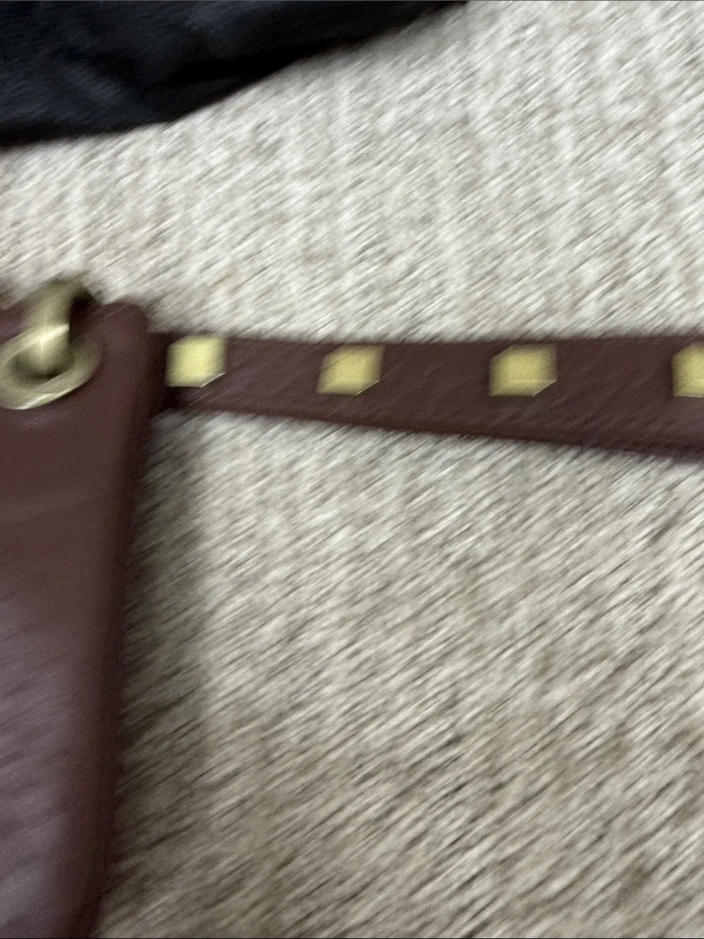 Adrienne Vittadini Dark Brown Leather Wristlet with Gold Accents